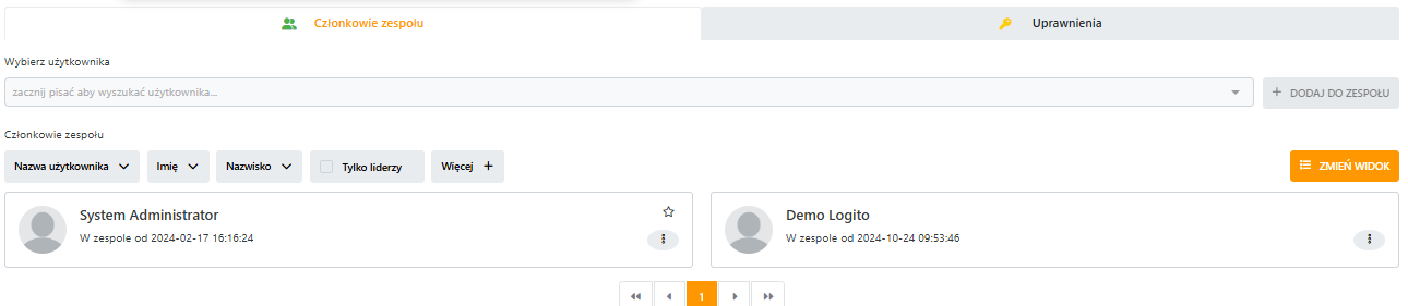 Przykład osób w zespole
