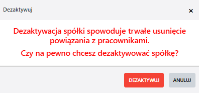 Formularz dezaktywacji spółki