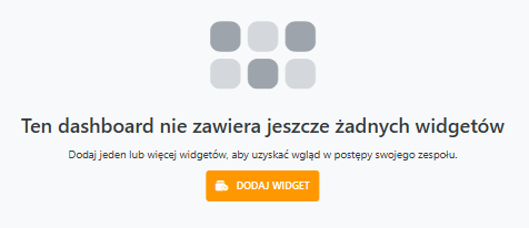 Przycisk dodawania widgetu na pustym dashboard