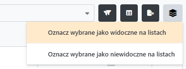 Akcja grupowa oznaczania pól jako widoczne na listach