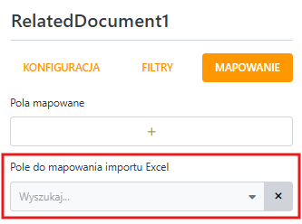 Pole do mapowania importu Excel na formularzu dynamicznym