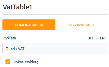 Konfiguracja tabeli VAT