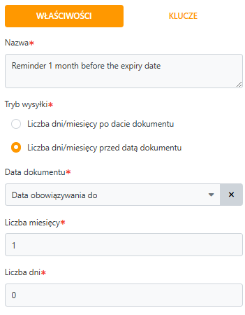 Przykład zakładki Właściwości