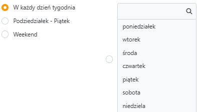 Konfiguracja harmonogramu - tygodnie