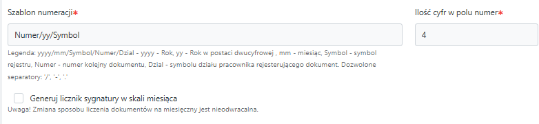 =782x180 Konfiguracja szablonu numeracji dla rejestru w systemie Logito