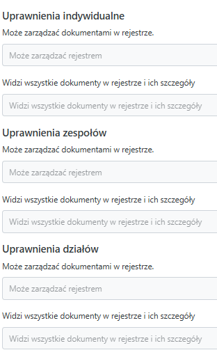 Konfiguracja uprawnień rejestrów