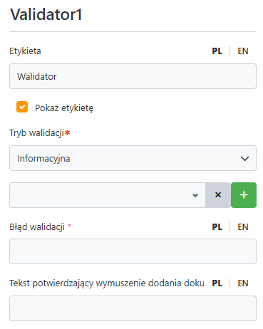 Przykład konfiguracji walidatora