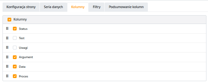 Przykład konfiguracji kolumny dla widoku Listy