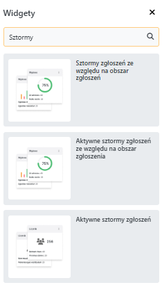 Lista widgetów do wyboru