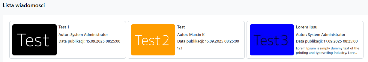 Sposób wyświetlania Lista wiadomości - kafelki