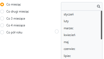 Konfiguracja harmonogramu - miesiące